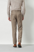 Pleated Tailored Fit Terry-Rayon Trousers | Light Brown