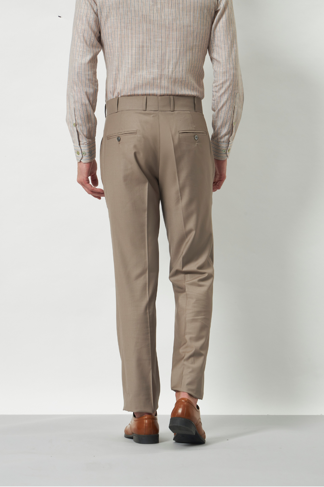 Pleated Tailored Fit Terry-Rayon Trousers | Light Brown