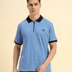 Premium Classic Fit Rib Knit Polo | Sky Blue