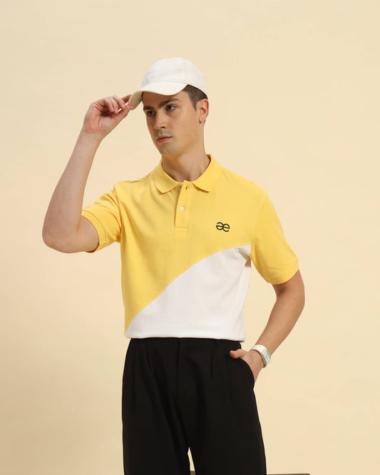 Premium Classic Fit Cotton Polo | Yellow & White