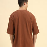Oversized Waffle Knit Round Neck T-Shirt | Coffee Brown | Men