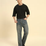 Oversized Jacquard Round Neck T-Shirt | Dark Green | Men