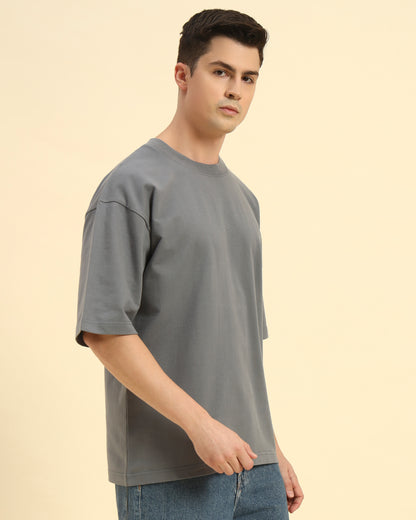 AE Oversized French Terry Crew Neck T-Shirt | Dark Grey | Men