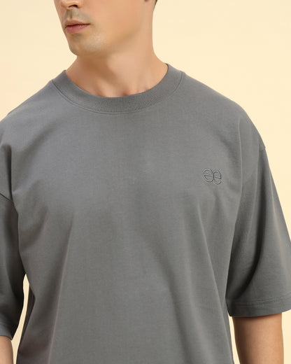 AE Oversized French Terry Crew Neck T-Shirt | Dark Grey | Men