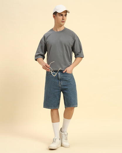 AE Oversized French Terry Crew Neck T-Shirt | Dark Grey | Men