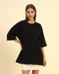 Aeternum Women's Oversized T-Shirt in black, featuring a relaxed fit and soft French Terry cotton.
