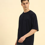 AE Oversized French Terry Crew Neck T-Shirt | Navy Blue | Men