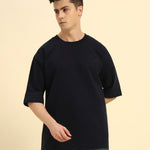 AE Oversized French Terry Crew Neck T-Shirt | Navy Blue | Men