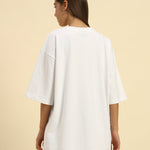 AE Oversized French Terry Crew Neck T-Shirt | White | Woman