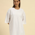 AE Oversized French Terry Crew Neck T-Shirt | White | Woman