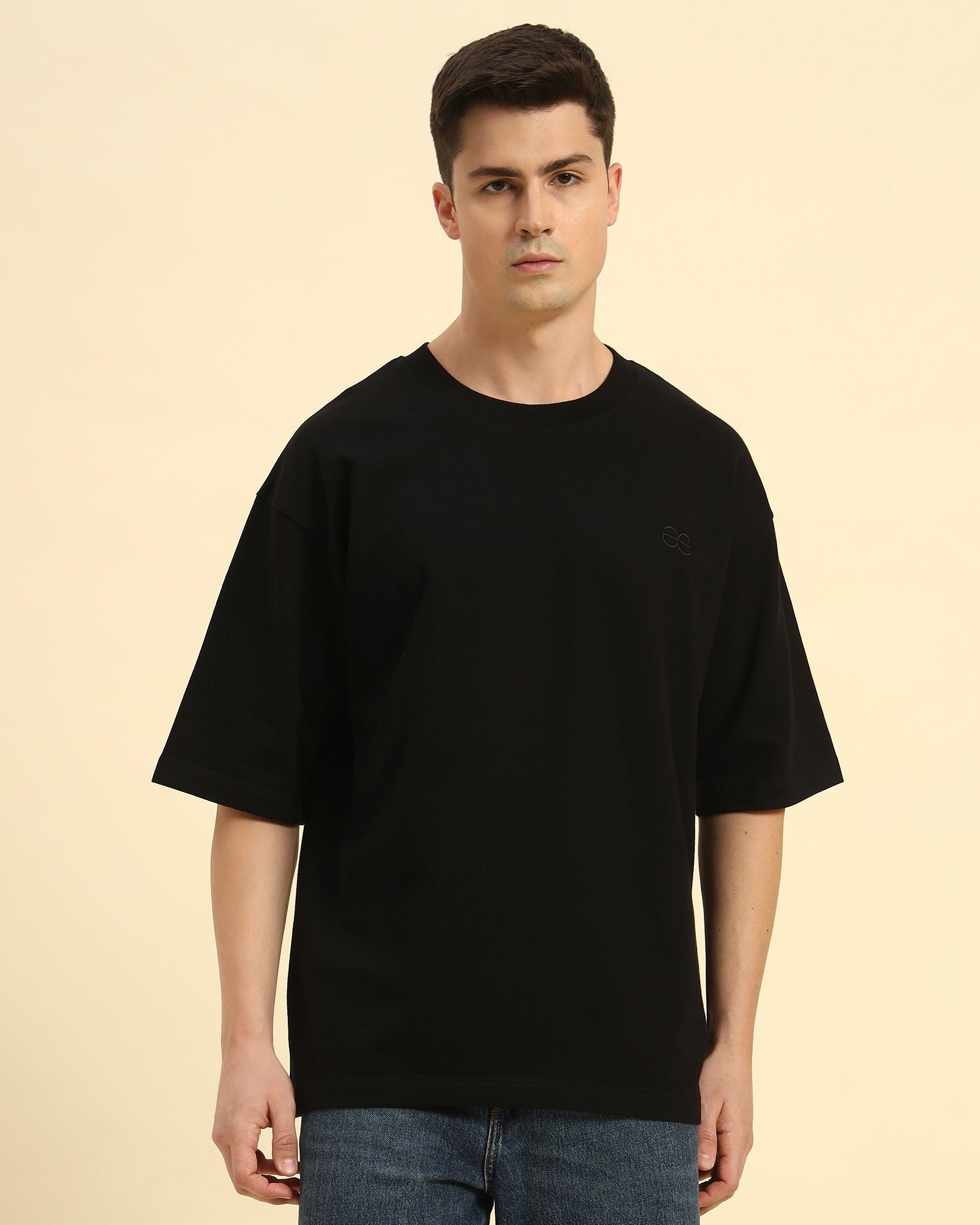 AE Oversized French Terry Crew Neck T-Shirt | Black | Men