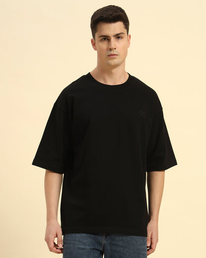 AE Oversized French Terry Crew Neck T-Shirt | Black | Men