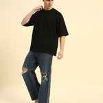 AE Oversized French Terry Crew Neck T-Shirt | Black | Men