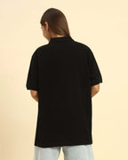 Back view of the AAeternum Women's Black Cotton Polo demonstrating the clean, classic fit