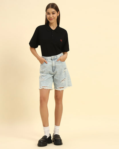 Premium Classic Fit Women’s Cotton Polo | Black