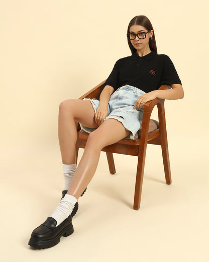 Premium Classic Fit Women’s Cotton Polo | Black