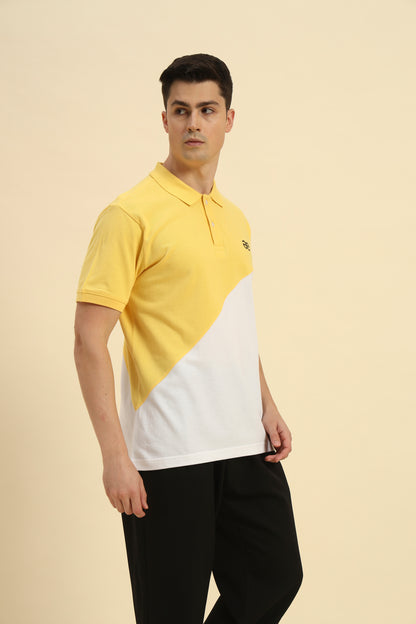 Premium Classic Fit Cotton Polo | Yellow & White