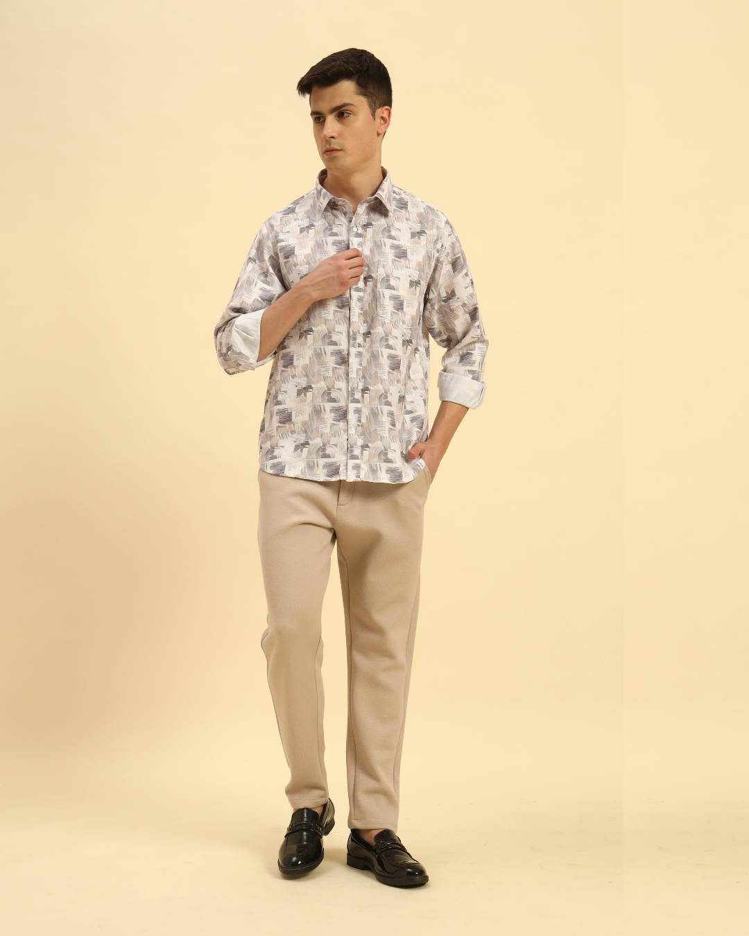 Classic Fit Printed French Cotton-Viscose Shirt