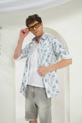 Classic Fit Printed French Cotton-Viscose Shirt | Abstract Print