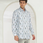 Classic Fit Printed French Cotton-Viscose Shirt | Abstract Print