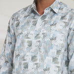 Classic Fit Printed French Cotton-Viscose Shirt | Abstract Print
