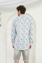 Classic Fit Printed French Cotton-Viscose Shirt | Abstract Print