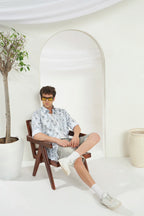 Classic Fit Printed French Cotton-Viscose Shirt | Abstract Print