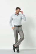 Classic Fit Check 100% Cotton Shirt | Blue & Grey