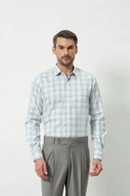 Classic Fit Check 100% Cotton Shirt | Blue & Grey