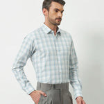 Classic Fit Check 100% Cotton Shirt | Blue & Grey