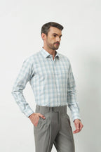 Classic Fit Check 100% Cotton Shirt | Blue & Grey