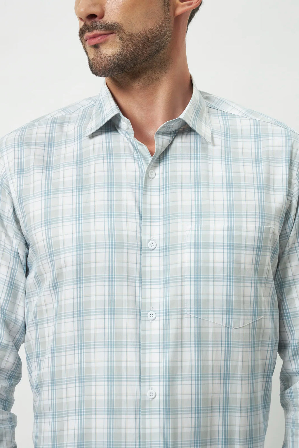 Classic Fit Check 100% Cotton Shirt | Blue & Grey