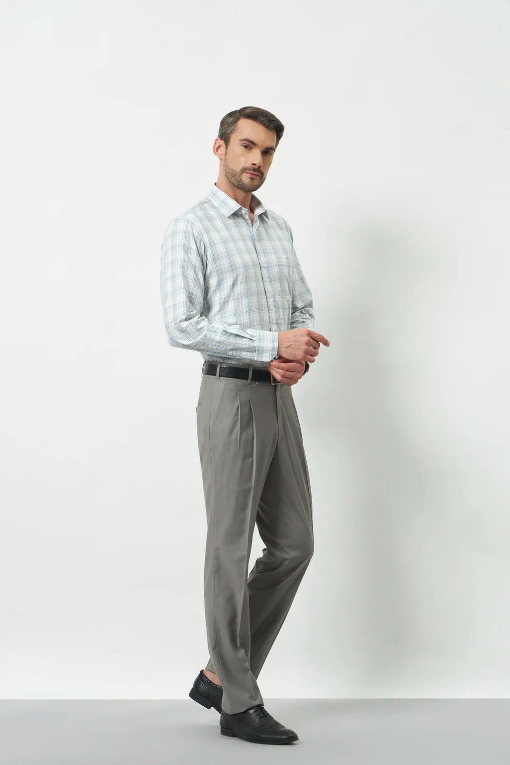 Classic Fit Check 100% Cotton Shirt | Blue & Grey