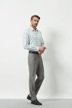 Classic Fit Check 100% Cotton Shirt | Blue & Grey