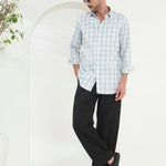 Classic Fit Check 100% Cotton Shirt | Blue & Grey