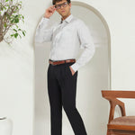 Pleated Tailored Fit Terry-Rayon Trousers | Black