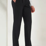 Pleated Tailored Fit Terry-Rayon Trousers | Black