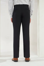 Pleated Tailored Fit Terry-Rayon Trousers | Black
