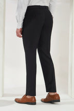 Pleated Tailored Fit Terry-Rayon Trousers | Black
