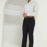 Pleated Tailored Fit Terry-Rayon Trousers | Black