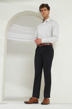 Pleated Tailored Fit Terry-Rayon Trousers | Black