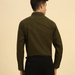 Relaxed Fit Italian Cotton-Linen Shirt | Dark Green