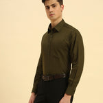 Relaxed Fit Italian Cotton-Linen Shirt | Dark Green