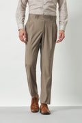 Pleated Tailored Fit Terry-Rayon Trousers | Light Brown