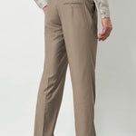 Pleated Tailored Fit Terry-Rayon Trousers | Light Brown