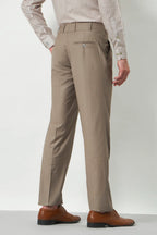Pleated Tailored Fit Terry-Rayon Trousers | Light Brown