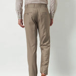 Pleated Tailored Fit Terry-Rayon Trousers | Light Brown