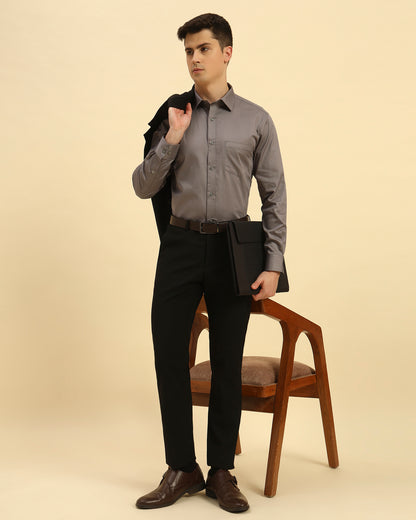 Classic Fit Belgium Giza Cotton Shirt | Dark Grey