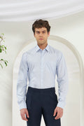 Classic Fit Stripes 100% Cotton Shirt | White & Dark Blue