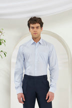 Classic Fit Stripes 100% Cotton Shirt | White & Dark Blue